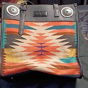 Wrangler Southwest Pattern Tote with Leather Accents